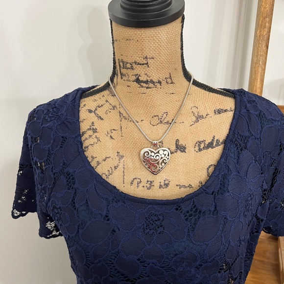 Navy Laced Overlay Dress - Picture 9 of 10